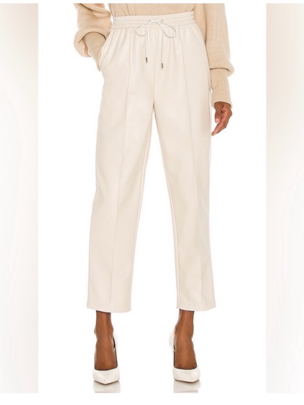 Jonathan Simkhai Ivory Drawstring Ankle Pants